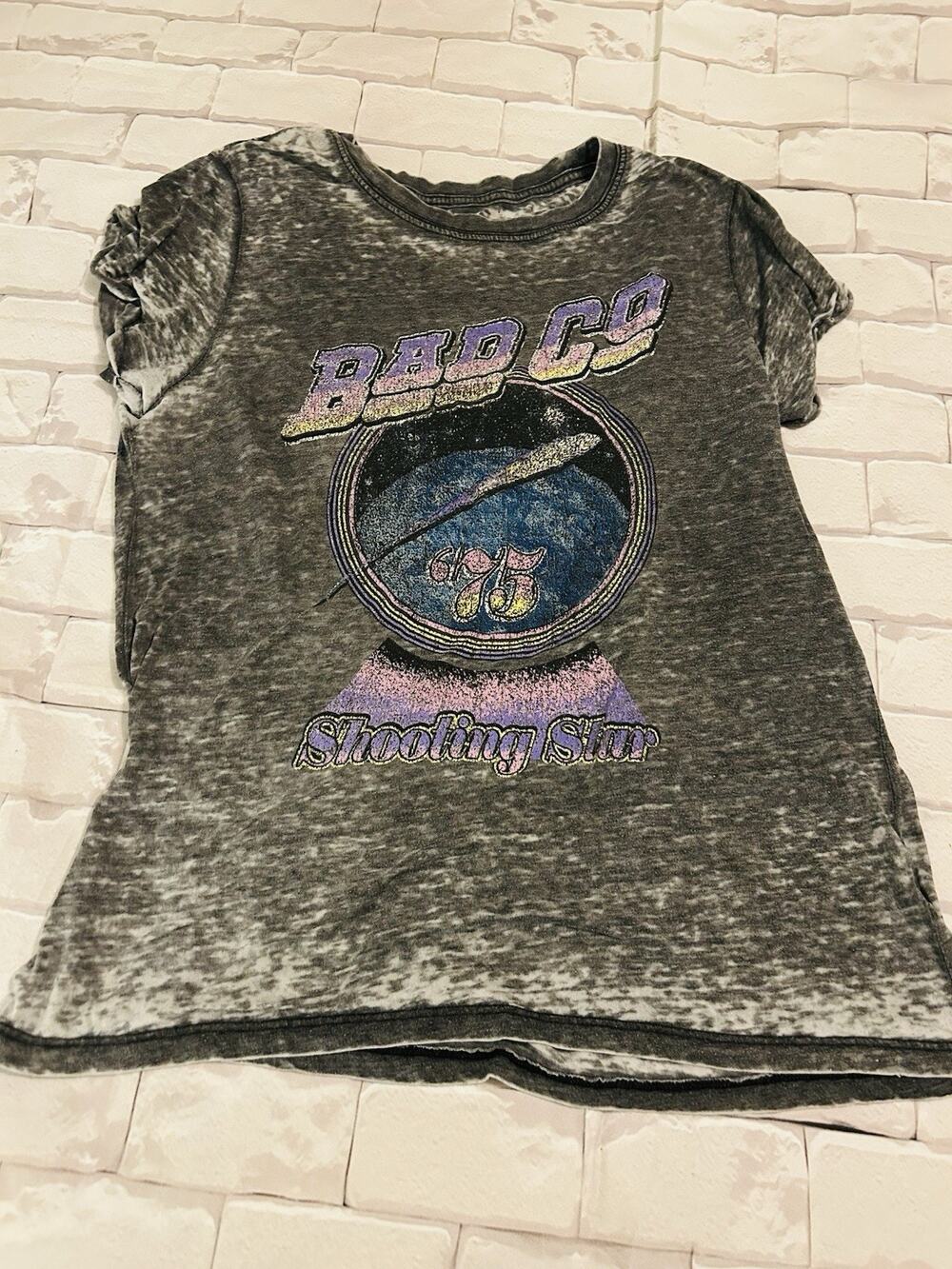 Recycled Karma Bad Company Shooting Star Band Tee Size L Acid Wash